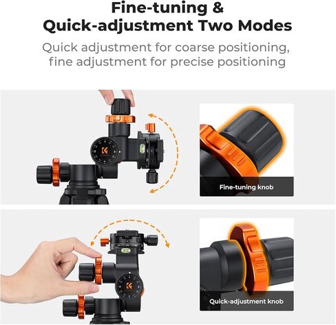 K&F Concept 3-Way Tripod Head ، millimeter micro-admustment ، leuminum alloy tripod head cumper maxuum lead of 6 kg for star اطلاع ، التصوير التجاري ، إلخ. in Kuwait