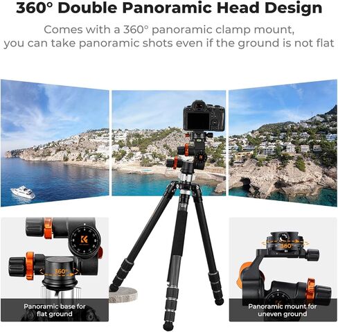 K&F Concept 3-Way Tripod Head ، millimeter micro-admustment ، leuminum alloy tripod head cumper maxuum lead of 6 kg for star اطلاع ، التصوير التجاري ، إلخ. in Kuwait
