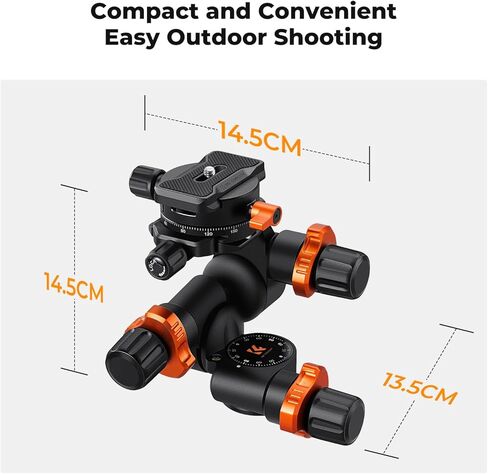 K&F Concept 3-Way Tripod Head ، millimeter micro-admustment ، leuminum alloy tripod head cumper maxuum lead of 6 kg for star اطلاع ، التصوير التجاري ، إلخ. in Kuwait