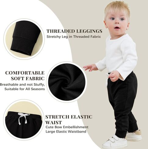 2-Pack Baby Boy Pant Toddler Jogger Pants Toddler Boy Sweatpants Casual Basic Infant Newborn Leggings in Kuwait