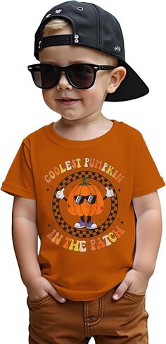 Toddler Baby Boys Halloween T-Shirt Coolest Pumpkin in The Patch Shirt Kid Funny Graphic Tee Spooky Season Tops in Saudi Arabia