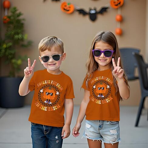 Toddler Baby Boys Halloween T-Shirt Coolest Pumpkin in The Patch Shirt Kid Funny Graphic Tee Spooky Season Tops in Saudi Arabia