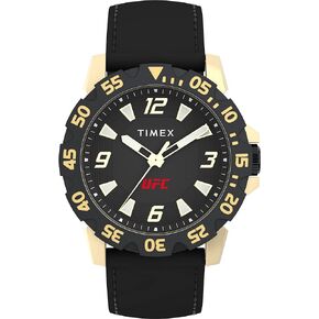Timex UFC Men's Champ 42mm Watch - Black Strap Black Dial Gold-Tone Case