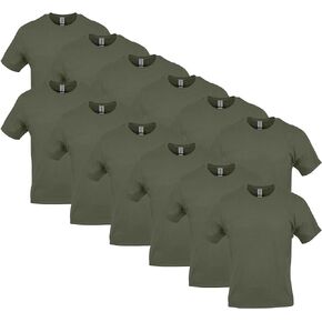 Gildan Men's Heavy Cotton T-Shirt, Style G5000, Multipack, Military Green (12-Pack)