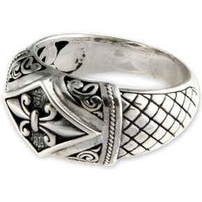 NOVICA Artisan Handmade .925 Sterling Silver Ring Indonesian Domed 'Fleur De Lis'