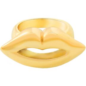 Unique Lip Statement Ring for Women Girls Stainless Steel Hypoallergenic Wide Band Finger Rings Comfort Fit Fashion Simple Cute Jewelry Gifts for Friend Size 8
