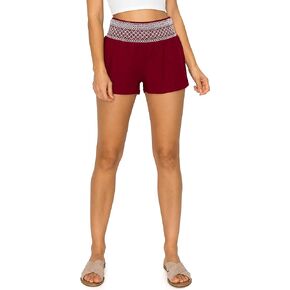 Cali1850 Women's Casual Linen Shorts - Oceanside High Waisted Elastic Waistband Beach Pants