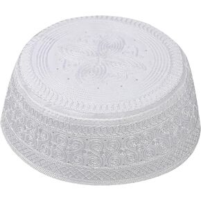 Men Teens Embroidered Kufi Muslim Prayer Hat Islam Religious Hard Skull Cap Arabic Messianist Praying Cap Ramadan Eid Gift