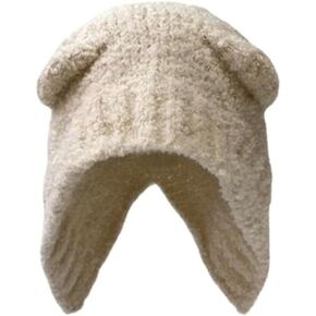 Crancious The Human Bear Ears Warm Hat - Y2K Adventure Time Plush Beanie for Women - All-Around Head and Ear.