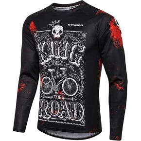 LLAI STRGAO Men's Mountain Bike Long Sleeve Jersey BMX Downhill Shirts MTB Cycling Jerseys