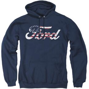Trevco Ford Flag Logo Unisex Adult Pull-over Hoodie for Men and Women