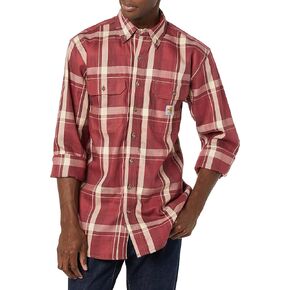 Carhartt Men's Flame Resistant Force Rugged Flex Loose Fit Midweight Twill Plaid Shirt