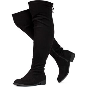 RF ROOM OF FASHION Women's Stretchy Over The Knee Low Heel Boots (Wide Calf Wide Width)