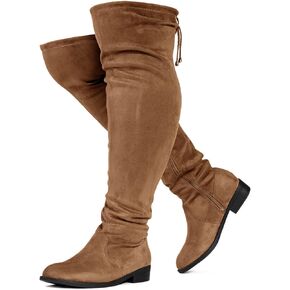 RF ROOM OF FASHION Women's Stretchy Over The Knee Low Heel Boots (Wide Calf Wide Width)