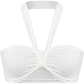 OYOANGLE Women's Casual Solid Basic Sleeveless Backless Crop Halter Tops