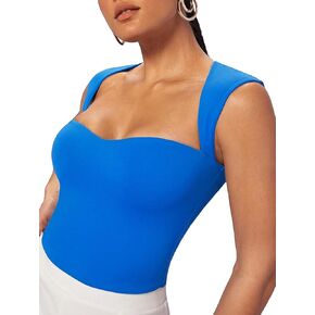 Floerns Women's Cut Out Back Sleeveless Tank Tops Sweetheart Neck Crop Top