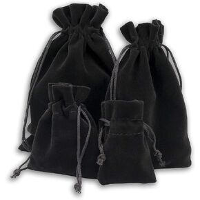 12-Pack 2X-Large Heavyweight Velvet Bags with Cord Drawstring (8x10, Black) for Tarot Dice Jewelry Crystals Pouches by TheDisplayGuys