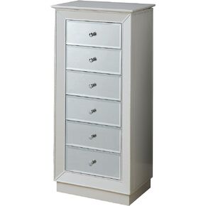 ACME Talor Wooden Rectangular Jewelry Armoire with 6 Drawers in Antique Gold