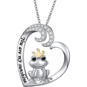 Valentines Day Jewelry Gifts S925 Sterling Silver Heart Love Jewelry Mushroom Frog House Lizard Surf Crane Pendant Necklace for Women