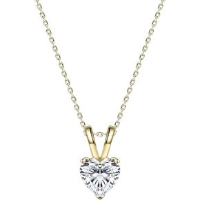 LUXSTRA Solitaire Diamond Pendant Necklace | 2.0 Carat (8mm) Heart Cut Cubic Zirconia | 18" Adjustable 18K Gold Filled Dainty Waterproof Chain | Non-Tarnish Hypoallergenic | Silver Necklace Rose Gold Necklace | Trendy Diamond Necklace Gift For Women