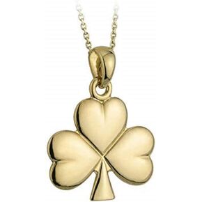 Tara Solvar Shamrock Necklace Medium Gold Plated 18 Inches Chain Made in Ireland