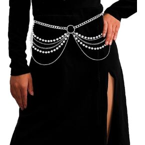 Bounzhi حزام سلسلة الجسم بوهو بيكيني سلاسل الخصر مثير الشاطئ سلسلة الجسم سلسلة البطن القوطية للنساء والفتيات