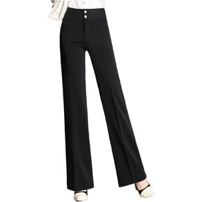 CHARTOU Women's High Waist Double-Button Closure Boot-Cut Dress Pants