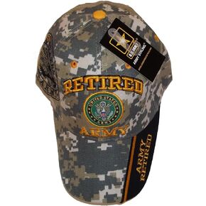 Retired Army Camo w/ Seal Embroidered Baseball Cap Hat USA US Military Licensed