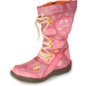 TMA EYES Patchwork Stitch-Detail PU Leather Mid-Calf Women's Boot