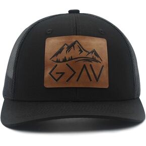 God is Greater Than The Highs and Lows Leather Patch Hat Trucker Hat Adjustable Baseball Cap for Men Women