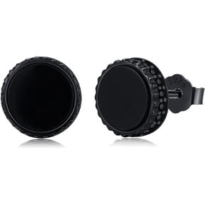 Black Onyx Earrings 925 Sterling Silver Black Earrings Hypoallergenic Stud Earrings Punk Gothic Jewelry Gifts for Women Men Birthday