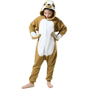 Polyster Unisex Child Pajamas Halloween Animal Cosplay Red Panda Costume Chirstmas Anime One-Piece Onesie for Girls Boys 10-12 Years (10(125#), Red Panda) in Kuwait