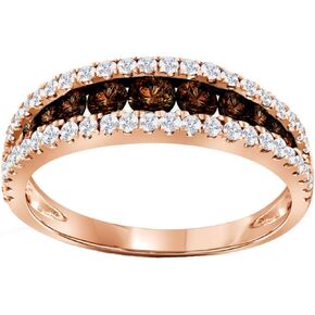 BRANDY DIAMONDORABLES♥ 18K Rose Gold Silver Chocolate Brown Stunning Eternity Ring 2.5 Ctw.