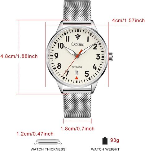 ساعة كاديسن نيو بايلوت ميكانيكية للرجال، قرص متوهج طوال الليل حركة NH35 اليابانية، ساعة كاجوال مقاومة للماء in Kuwait