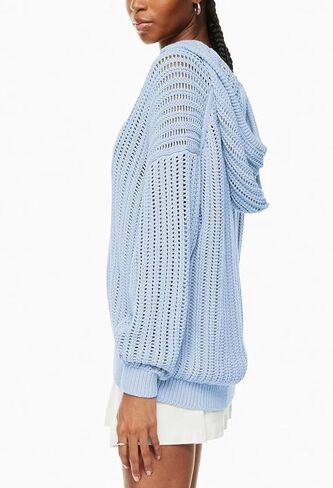 سترة نسائية بغطاء للرأس بأكمام طويلة من Sovoyontee، سترة كروشيه مجوفة للتغطية الشبكية، بلوفر علوي متماسك in Kuwait