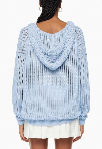 سترة نسائية بغطاء للرأس بأكمام طويلة من Sovoyontee، سترة كروشيه مجوفة للتغطية الشبكية، بلوفر علوي متماسك in Kuwait