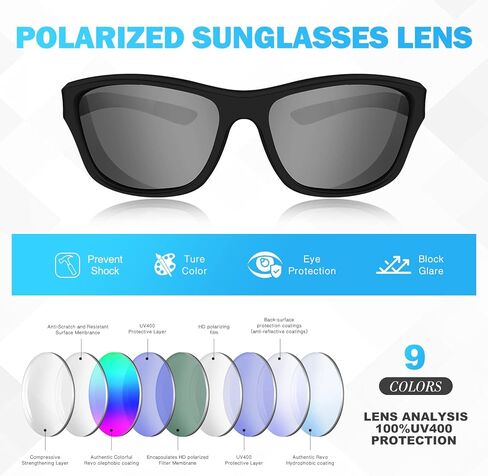 ويفيانغ نظارة شمسية بعدسات مستقطبة للرجال للقيادة والرياضة، نظارات شمسية مستطيلة فينتاج للرجال والنساء in Kuwait