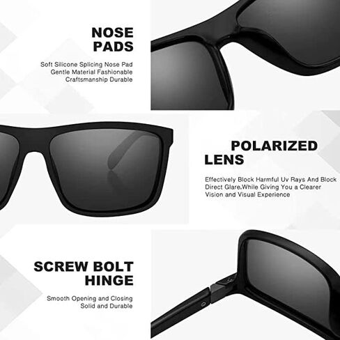 ويفيانغ نظارة شمسية بعدسات مستقطبة للرجال للقيادة والرياضة، نظارات شمسية مستطيلة فينتاج للرجال والنساء in Kuwait