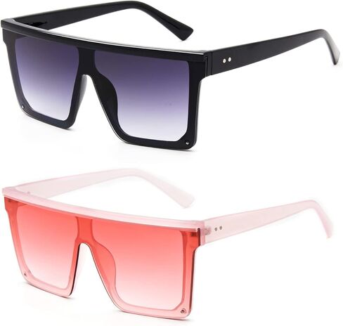 نظارات شمسية من ANDOILT للنساء والرجال بطبقة علوية مسطحة كبيرة الحجم للحماية من الأشعة فوق البنفسجية بدون إطار in Kuwait