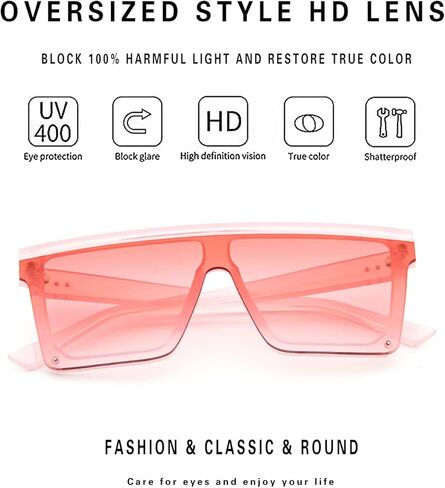 نظارات شمسية من ANDOILT للنساء والرجال بطبقة علوية مسطحة كبيرة الحجم للحماية من الأشعة فوق البنفسجية بدون إطار in Kuwait