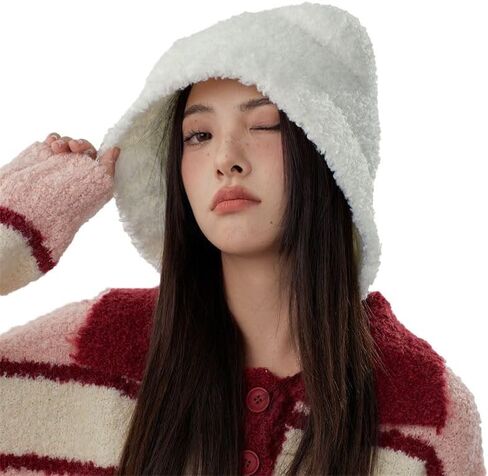Crancious The Human Bear Ears Warm Hat - Y2K Adventure Time Plush Beanie for Women - All-Around Head and Ear. in Kuwait