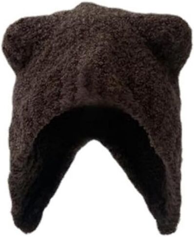 Crancious The Human Bear Ears Warm Hat - Y2K Adventure Time Plush Beanie for Women - All-Around Head and Ear. in Kuwait