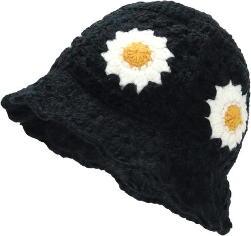 قبعة كروشيه عباد الشمس محبوكة قبعة بيني مصنوعة يدويًا للنساء في الصيف والسفر العصري in Kuwait