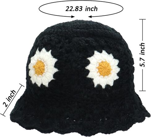 قبعة كروشيه عباد الشمس محبوكة قبعة بيني مصنوعة يدويًا للنساء في الصيف والسفر العصري in Kuwait