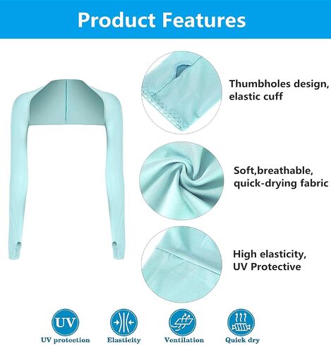Iphree نساء تبريد شال أكمام للذراع مع فتحة إصبع لركوب الدراجات المضادة للأشعة فوق البنفسجية الرياضة الغولف الذراع كم برودة تتغاضى in Kuwait