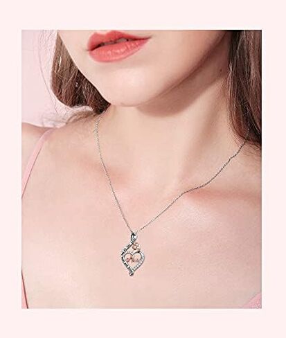 FLYOW 925 Sterling Silver Jewelry Engraved Always My Mother Forever My friend/I Love You to The Moon and Back Pendant Necklace for Women Girls Mom Wife Daughter Christmas Gift Love Heart Necklaces in Kuwait