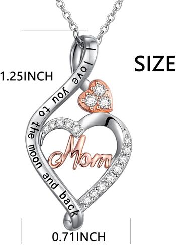 FLYOW 925 Sterling Silver Jewelry Engraved Always My Mother Forever My friend/I Love You to The Moon and Back Pendant Necklace for Women Girls Mom Wife Daughter Christmas Gift Love Heart Necklaces in Kuwait