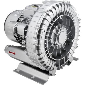 1HP Regenerative Blower, 85CFM 110V 60Hz Single Phase, High-Pressure Vortex Ring Blower, Industrial Vacuum Pump for Air Blowing Or Suction for Sewage Aeration Aquarium Fish Pond, Silver