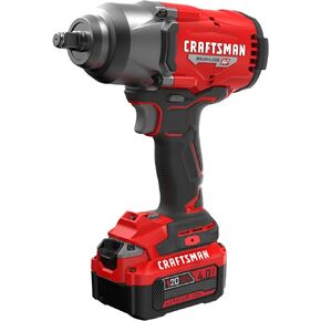 CRAFTSMAN V20 RP Impact Wrench, Cordless, Brushless, High Torque, 1/2 Inch, 4Ah Battery and Charger Included (CMCF940M1)