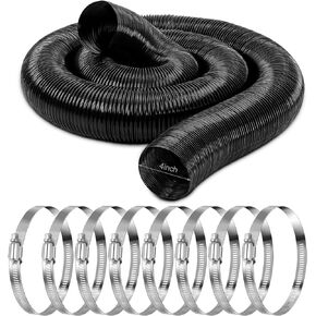 4 Inches 30 ft PVC Dust Collection Hose with Stainless Steel Hose Clamps Set Flexible Clear Vacuum Hose Puncture Resistant Fume Hose for Vacuums Cleaner Fume Dust Collection System